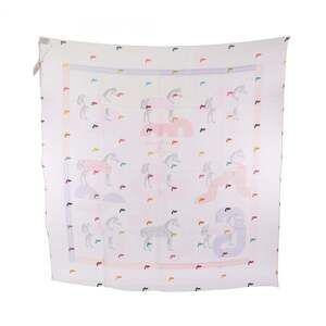 HERMES Authentic White Silk Scarf